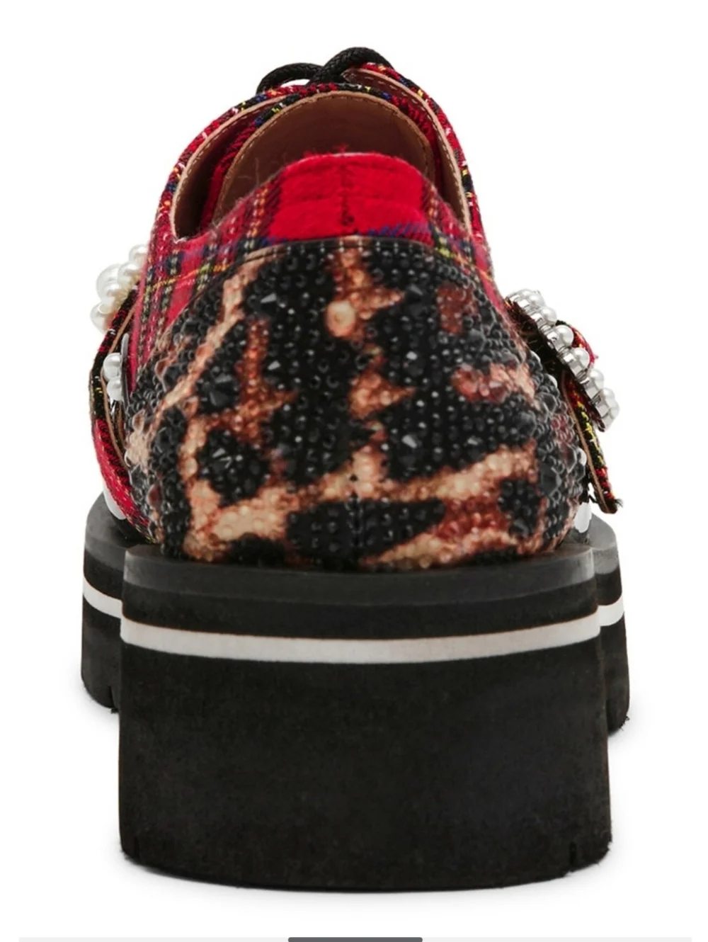 ❤️▪️Betsey Johnson🔹️▪️Simonnee Red Plaid Embellished Platform Oxford Loafers